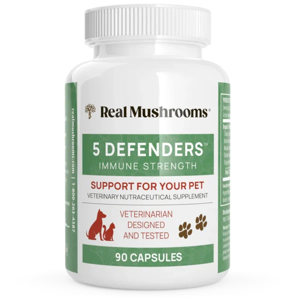 5 Defenders Organic Mushroom Blend Capsules for Pets